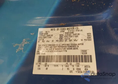 2011 Ford Ranger Xlt z USA, uszkodzony, nr VIN 1FTKR1EEXBPA91779